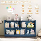 Wooden Kids Storage Cabinet with 5 Sections, Montessori Bookshelf and Toy Organizer for Nursery, Playroom, Classroom & Bedroom
