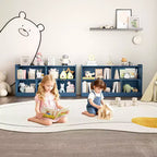 Wooden Kids Storage Cabinet with 5 Sections, Montessori Bookshelf and Toy Organizer for Nursery, Playroom, Classroom & Bedroom