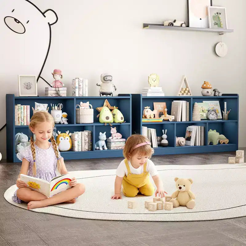 Wooden Kids Storage Cabinet with 5 Sections, Montessori Bookshelf and Toy Organizer for Nursery, Playroom, Classroom & Bedroom