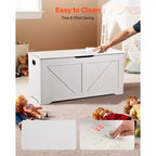 Kids Storage Bench with Safety Hinge, Wooden Toy Box Chest and Seating Bench for Playroom, Bedroom, Entryway or Living Room, White
