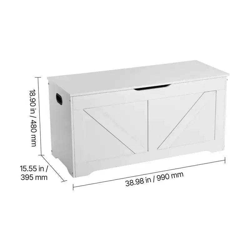 Kids Storage Bench with Safety Hinge, Wooden Toy Box Chest and Seating Bench for Playroom, Bedroom, Entryway or Living Room, White