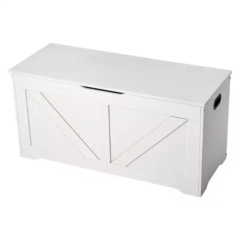 Kids Storage Bench with Safety Hinge, Wooden Toy Box Chest and Seating Bench for Playroom, Bedroom, Entryway or Living Room, White