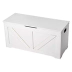 Kids Storage Bench with Safety Hinge, Wooden Toy Box Chest and Seating Bench for Playroom, Bedroom, Entryway or Living Room, White