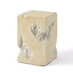 Handcrafted Faux Travertine White Side Table - 13.8 Round Concrete Top, 200lbs Capacity, Weather-Resistant, Indoor/Outdoor No-Assembly Use