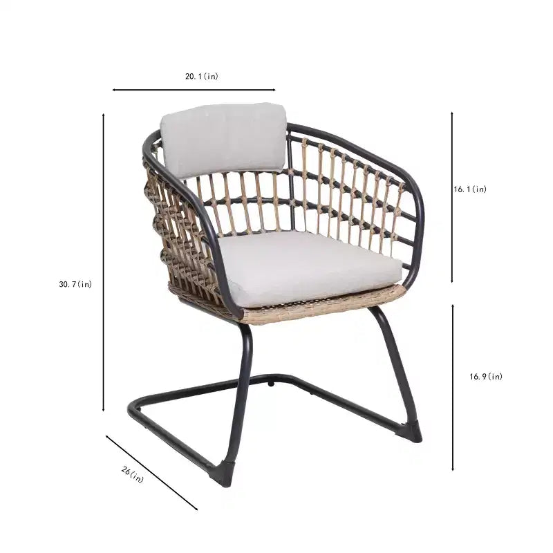 GDFStudio Riane 3 Piece Outdoor Wicker and Iron Bistro Set with Cushions