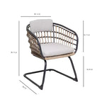 GDFStudio Riane 3 Piece Outdoor Wicker and Iron Bistro Set with Cushions