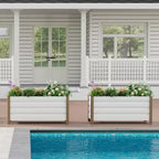 Large White Aluminum Planter Box , Extra Long Raised Garden Bed with Rounded Corners & Anti-Cut Safety Edging
