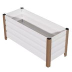 Large White Aluminum Planter Box , Extra Long Raised Garden Bed with Rounded Corners & Anti-Cut Safety Edging