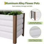 Large White Aluminum Planter Box , Extra Long Raised Garden Bed with Rounded Corners & Anti-Cut Safety Edging