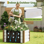 Large White Aluminum Planter Box , Extra Long Raised Garden Bed with Rounded Corners & Anti-Cut Safety Edging