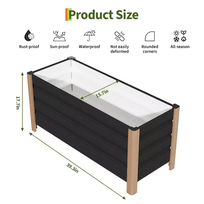 Large White Aluminum Planter Box , Extra Long Raised Garden Bed with Rounded Corners & Anti-Cut Safety Edging