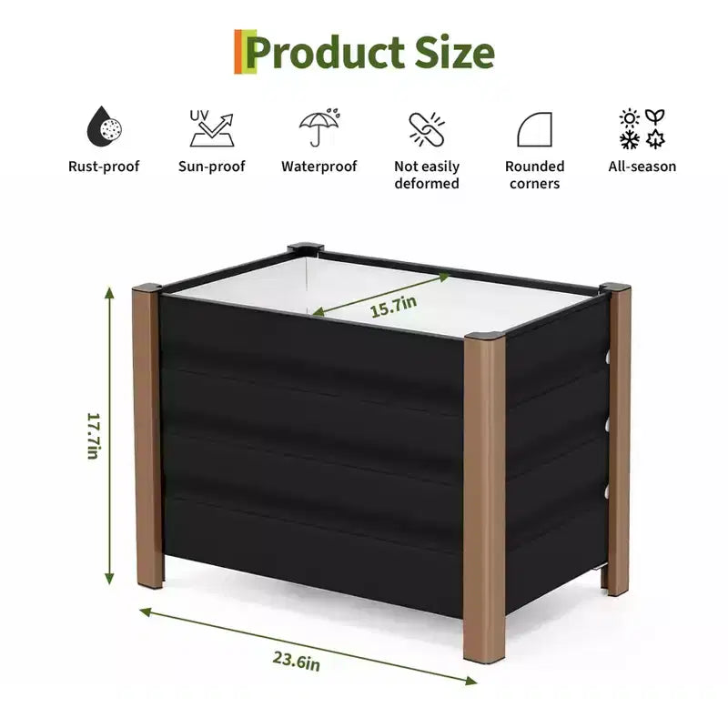 Large White Aluminum Planter Box , Extra Long Raised Garden Bed with Rounded Corners & Anti-Cut Safety Edging