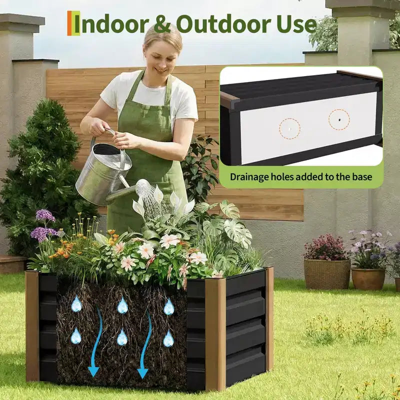 Large White Aluminum Planter Box , Extra Long Raised Garden Bed with Rounded Corners & Anti-Cut Safety Edging
