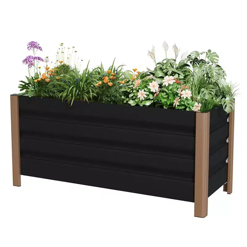 Large White Aluminum Planter Box , Extra Long Raised Garden Bed with Rounded Corners & Anti-Cut Safety Edging