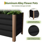 Large White Aluminum Planter Box , Extra Long Raised Garden Bed with Rounded Corners & Anti-Cut Safety Edging