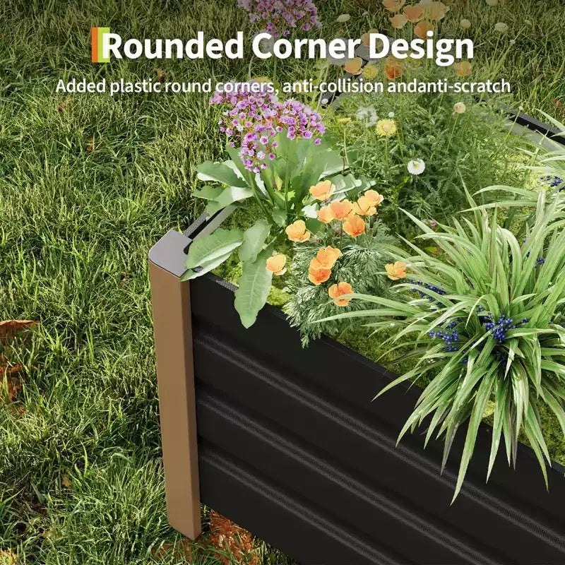 Large White Aluminum Planter Box , Extra Long Raised Garden Bed with Rounded Corners & Anti-Cut Safety Edging