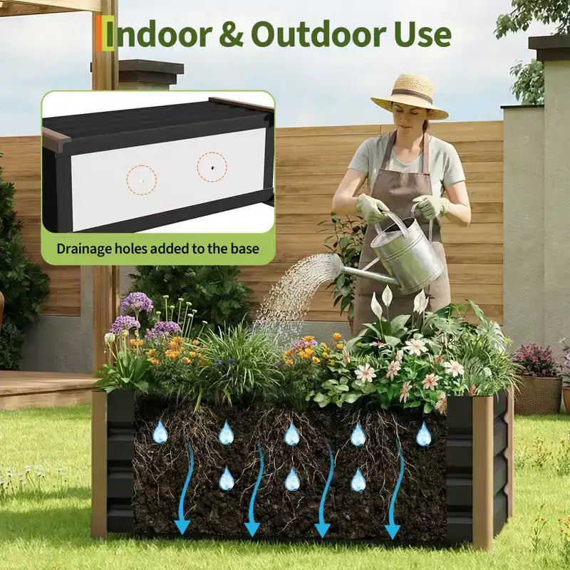 Large White Aluminum Planter Box , Extra Long Raised Garden Bed with Rounded Corners & Anti-Cut Safety Edging