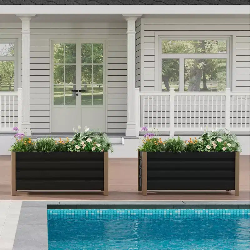 Large White Aluminum Planter Box , Extra Long Raised Garden Bed with Rounded Corners & Anti-Cut Safety Edging