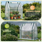 NAYSAYE Portable Mini Greenhouse Small Green House Plant Cover Tent with Waterproof Pad PE 36 x 18 x 33 Inch for Garden Small Plants Indoor Outdoor
