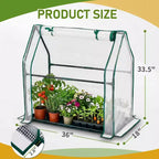 NAYSAYE Portable Mini Greenhouse Small Green House Plant Cover Tent with Waterproof Pad PE 36 x 18 x 33 Inch for Garden Small Plants Indoor Outdoor