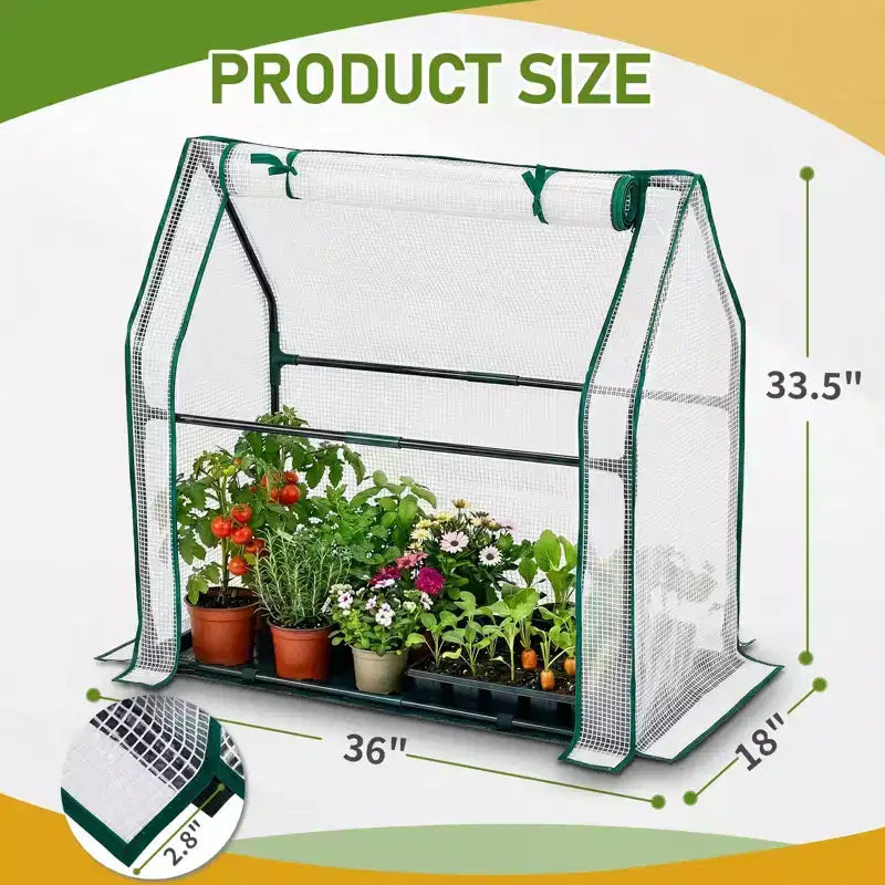 NAYSAYE Portable Mini Greenhouse Small Green House Plant Cover Tent with Waterproof Pad PE 36 x 18 x 33 Inch for Garden Small Plants Indoor Outdoor