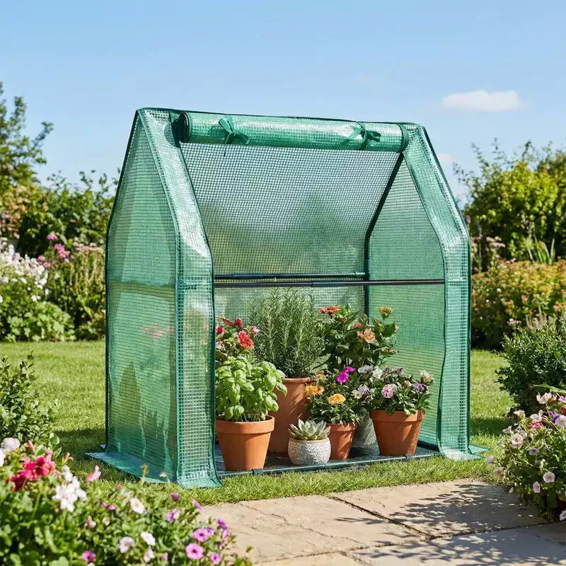 NAYSAYE Portable Mini Greenhouse Small Green House Plant Cover Tent with Waterproof Pad PE 36 x 18 x 33 Inch for Garden Small Plants Indoor Outdoor