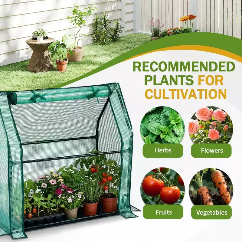 NAYSAYE Portable Mini Greenhouse Small Green House Plant Cover Tent with Waterproof Pad PE 36 x 18 x 33 Inch for Garden Small Plants Indoor Outdoor
