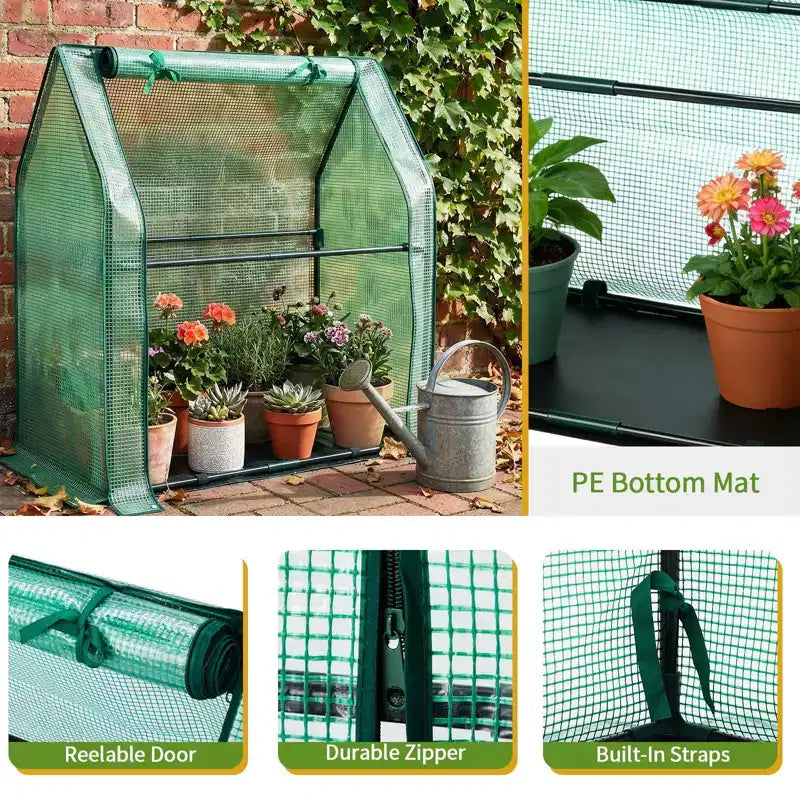 NAYSAYE Portable Mini Greenhouse Small Green House Plant Cover Tent with Waterproof Pad PE 36 x 18 x 33 Inch for Garden Small Plants Indoor Outdoor