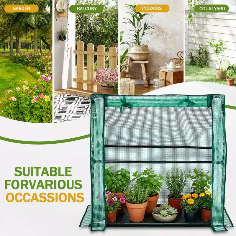 NAYSAYE Portable Mini Greenhouse Small Green House Plant Cover Tent with Waterproof Pad PE 36 x 18 x 33 Inch for Garden Small Plants Indoor Outdoor