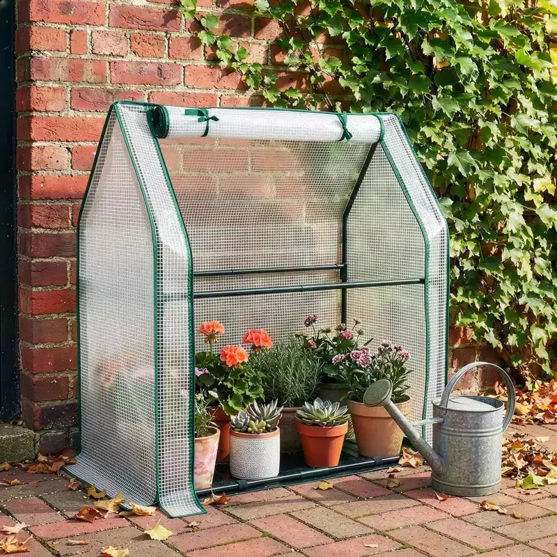 NAYSAYE Portable Mini Greenhouse Small Green House Plant Cover Tent with Waterproof Pad PE 36 x 18 x 33 Inch for Garden Small Plants Indoor Outdoor