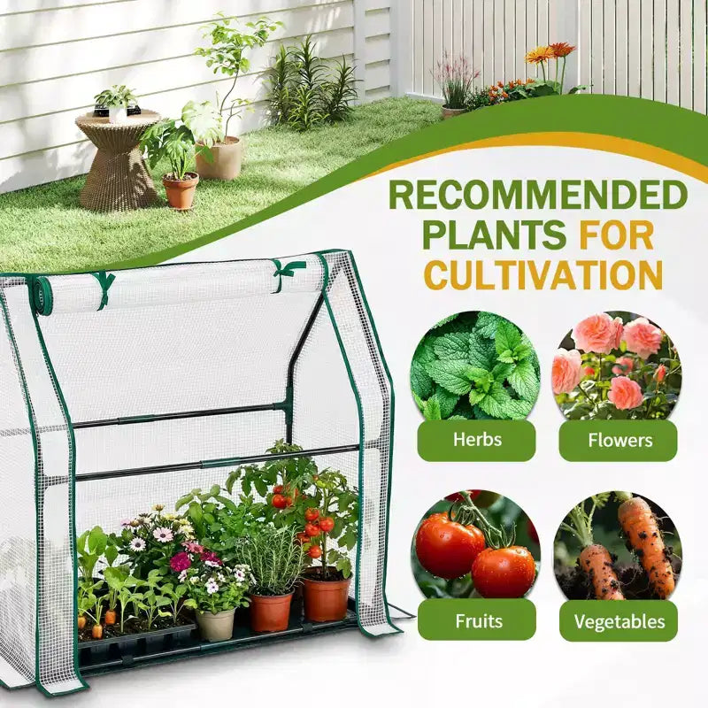 NAYSAYE Portable Mini Greenhouse Small Green House Plant Cover Tent with Waterproof Pad PE 36 x 18 x 33 Inch for Garden Small Plants Indoor Outdoor