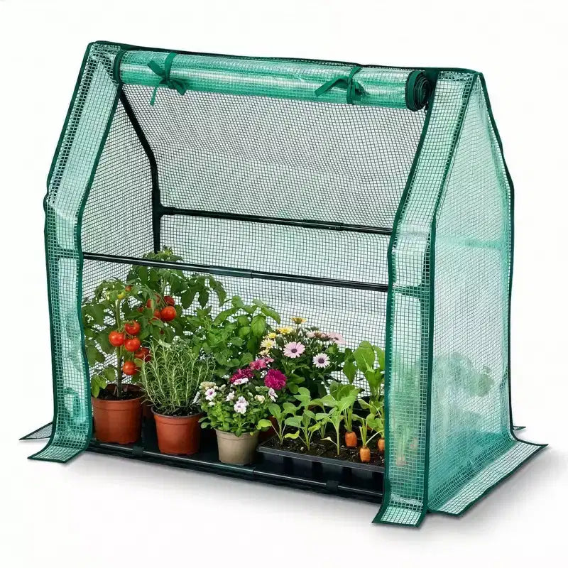 NAYSAYE Portable Mini Greenhouse Small Green House Plant Cover Tent with Waterproof Pad PE 36 x 18 x 33 Inch for Garden Small Plants Indoor Outdoor