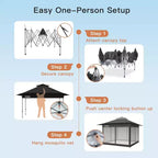 Amada, 13X13 Pop Up Gazebo,Gazebos on Clearance with Wheeled STO N Go Cover Bag,Carpa Pop Up Tent Party Tent and Sunshade, with Mosquito Netting
