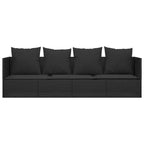 vidaXL Outdoor Lounge Bed Black PE Rattan Large Adjustable Armrests