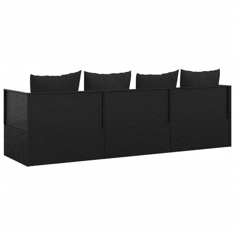 vidaXL Outdoor Lounge Bed Black PE Rattan Large Adjustable Armrests