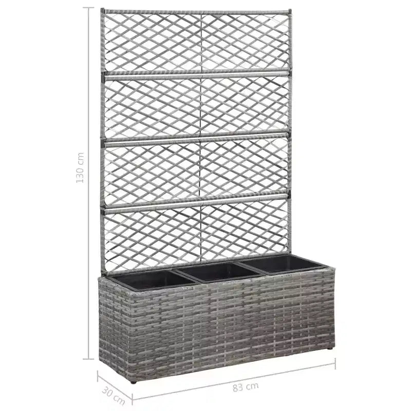 vidaXL Raised Bed Grey Poly Rattan, Plastic 32.7x11.8x51.2 in Planters