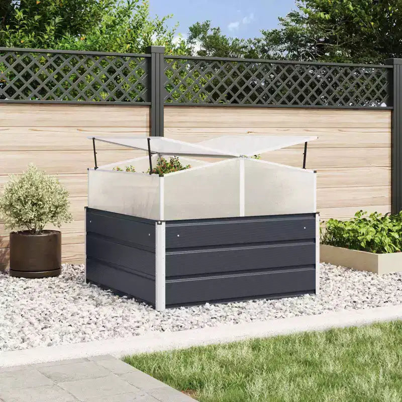 vidaXL Planter Anthracite 39.37 x 39.37 x 30.31 in Galvanised Steel