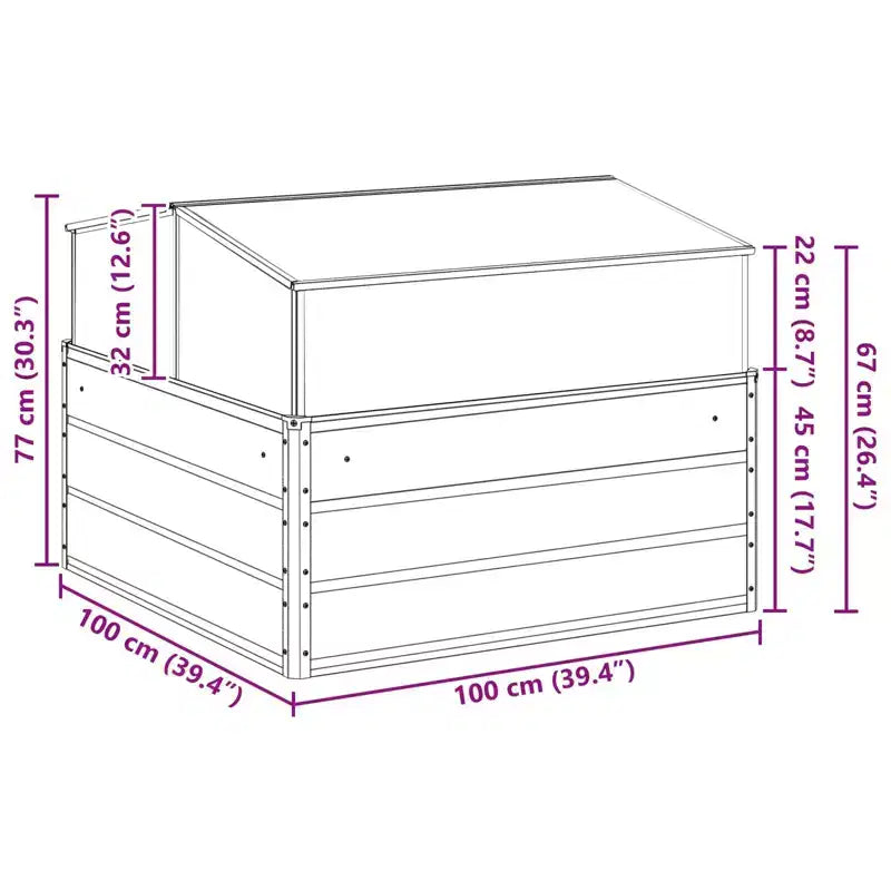 vidaXL Planter Anthracite 39.37 x 39.37 x 30.31 in Galvanised Steel