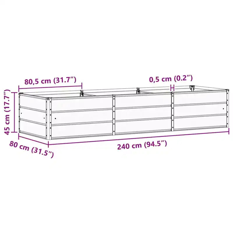 vidaXL Planter Ivory 94.49 x 31.50 x 17.72 in Steel