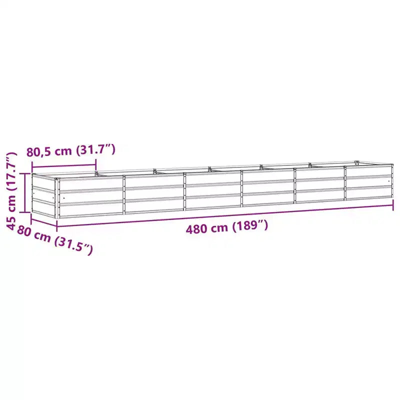 vidaXL Planter Ivory 188.98 x 31.50 x 17.72 in Steel