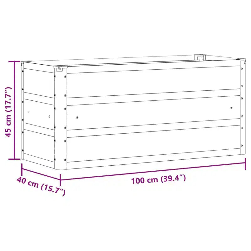 vidaXL Planter Light Grey 39.37 x 15.75 x 17.72 in Steel