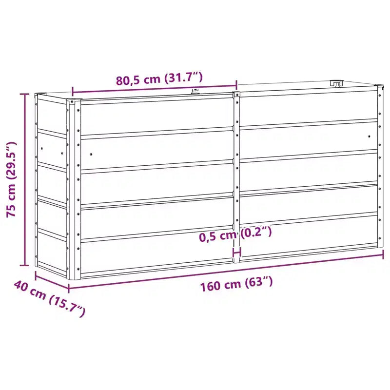 vidaXL Planter Anthracite 160 x 40 x 75 cm Steel