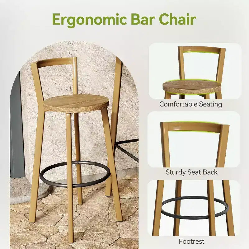Lantine Bar Table and Chair Set, 39.4 H Square Bistro Pub Table with 2 Chairs, Bar Height Table for Dining, Cafe, Apartment, Balcony, Oak Color
