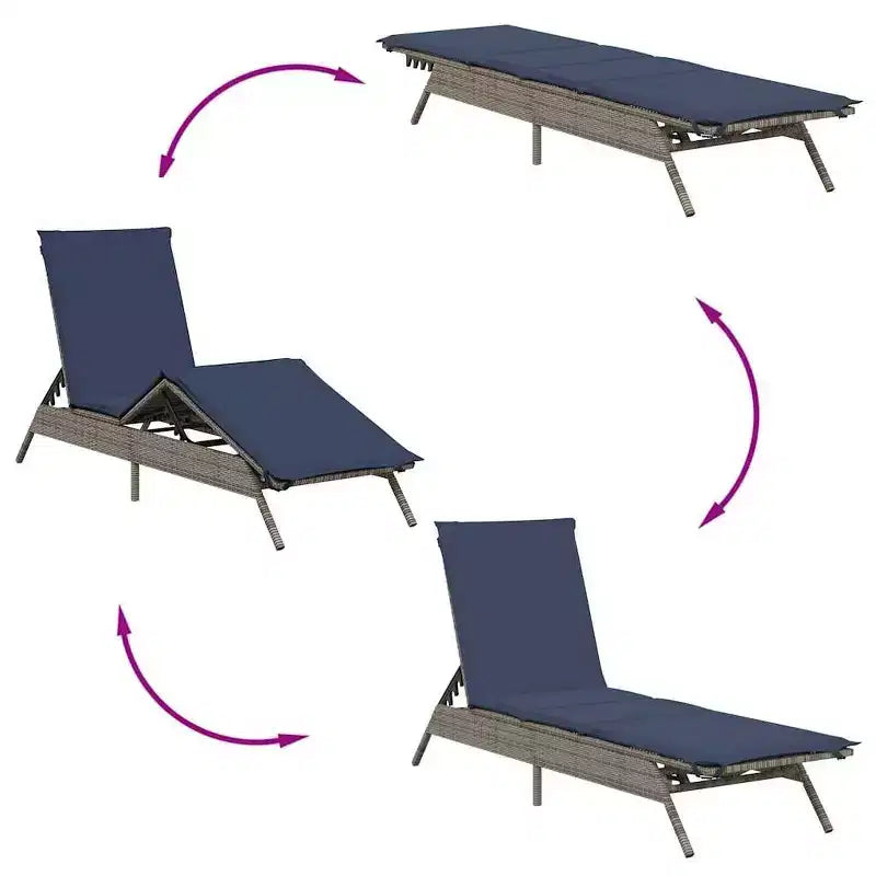 vidaXL Patio Sun Lounger Poly Rattan Standard Size