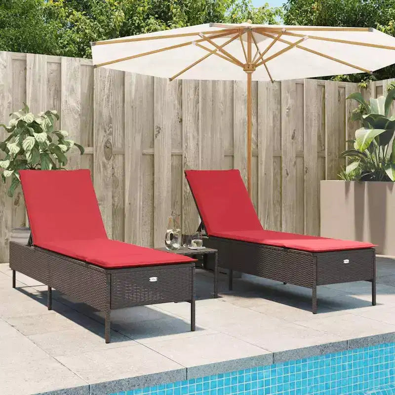 vidaXL Patio Sun Lounger Set PE rattan Extra Long Removable Covers
