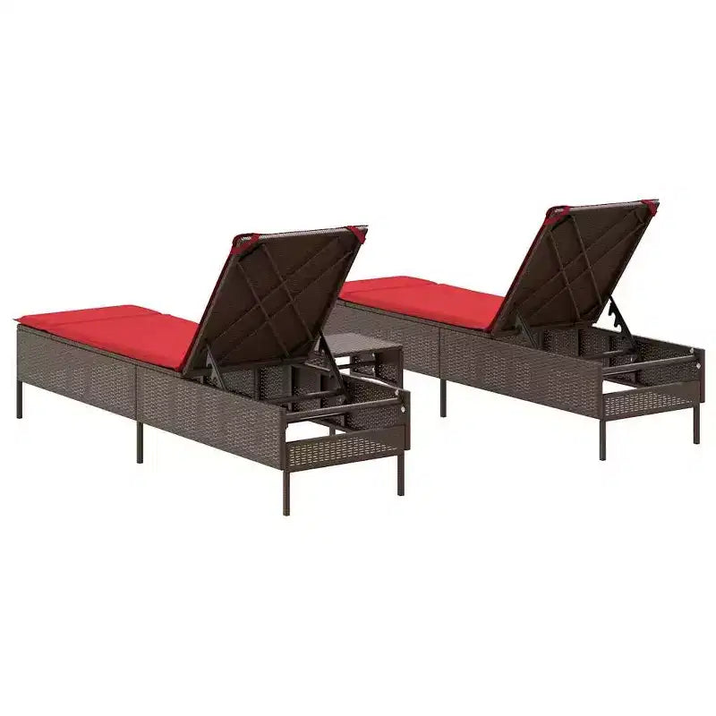 vidaXL Patio Sun Lounger Set PE rattan Extra Long Removable Covers