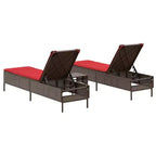 vidaXL Patio Sun Lounger Set PE rattan Extra Long Removable Covers