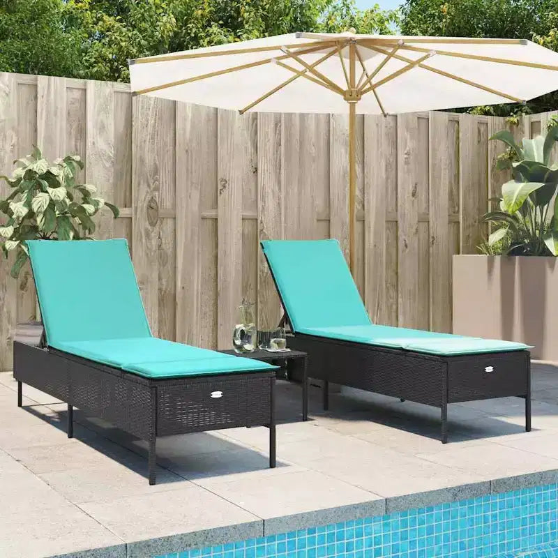 vidaXL Patio Sun Lounger Set PE rattan Extra Long Removable Covers