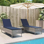 vidaXL Patio Sun Lounger Set PE rattan Extra Long Removable Covers