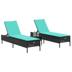 vidaXL Patio Sun Lounger Set PE rattan Extra Long Removable Covers